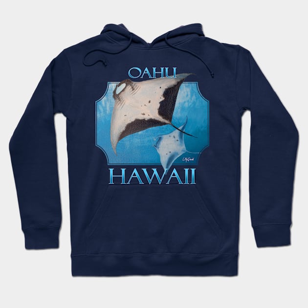 Oahu Hawaii Manta Rays Sea Rays Ocean Hoodie by CMacDonaldArt